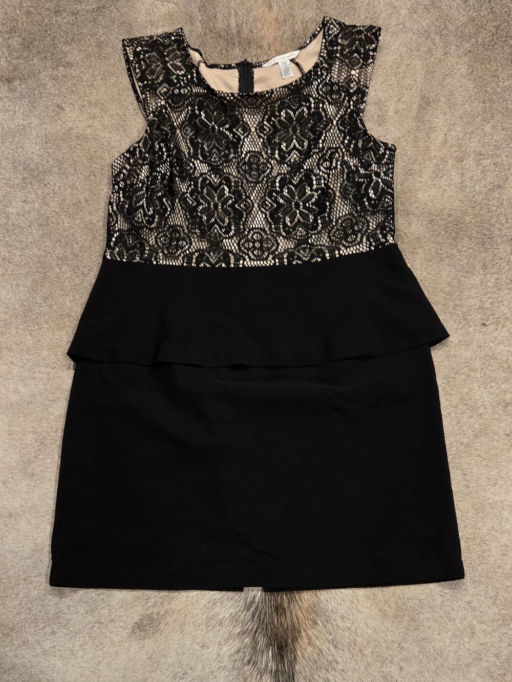 Aa Studio Black Lace-Peplum Mini Dress